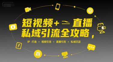 短视频+直播私域引流全攻略，IP打造 +视频引流 +直播引流 +私域沉淀