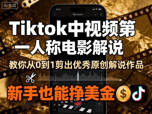 Tiktok中视频第一人称电影解说，教你从0到1剪出一个优秀的原创解说作品，新手也能挣美金