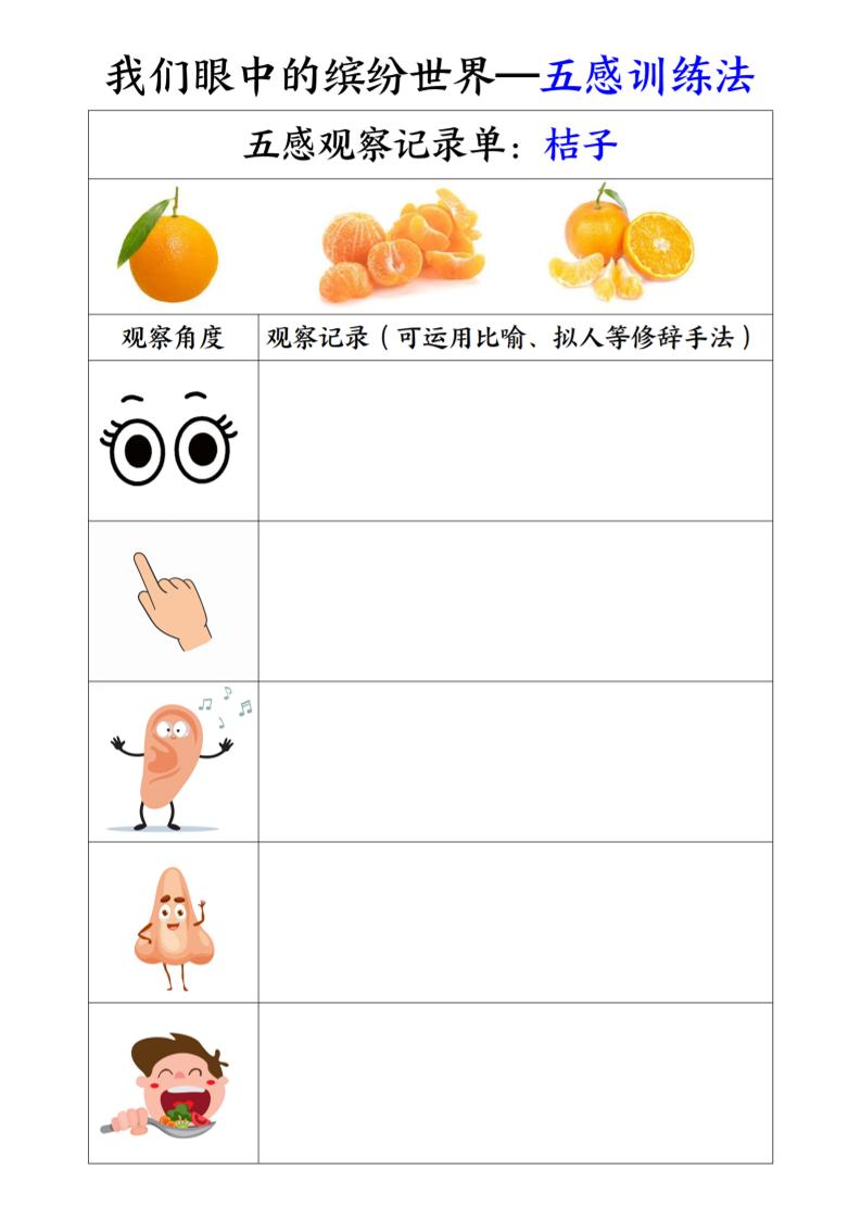 三上语文-第五单元五感训练法