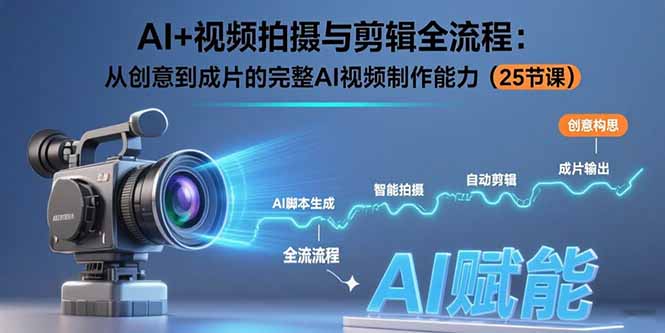 AI+视频拍摄与剪辑全流程:从创意到成片的完整AI视频制作能力(25节课