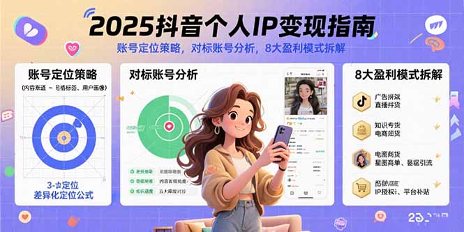 2025抖音个人IP变现指南,账号定位策略,对标账号分析,8大盈利模式拆解