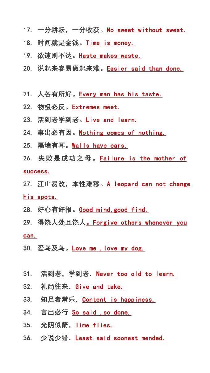 【2025秋新版】六年级上册英语常用谚语汇总写作必备