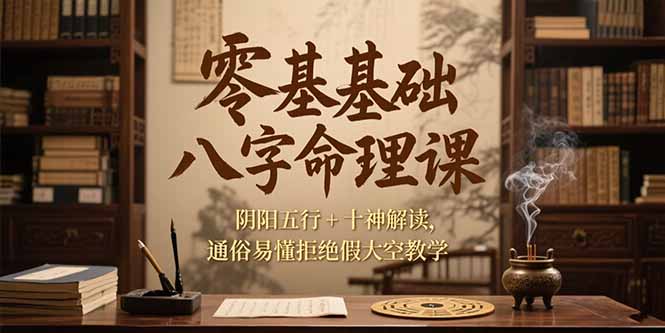 零基础八字命理课,阴阳五行+十神解读,通俗易懂拒绝假大空教学