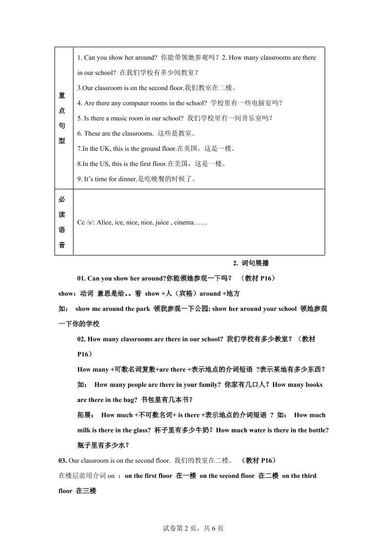 【单元热点难点】译林版（三起）英语五年级上册Unit2Anewstudent教材划重点