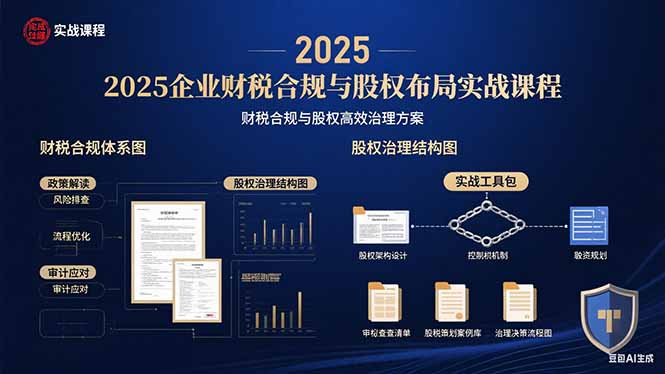 2025企业财税合规与股权布局的实战课程:财税合规与股权高效治理方案