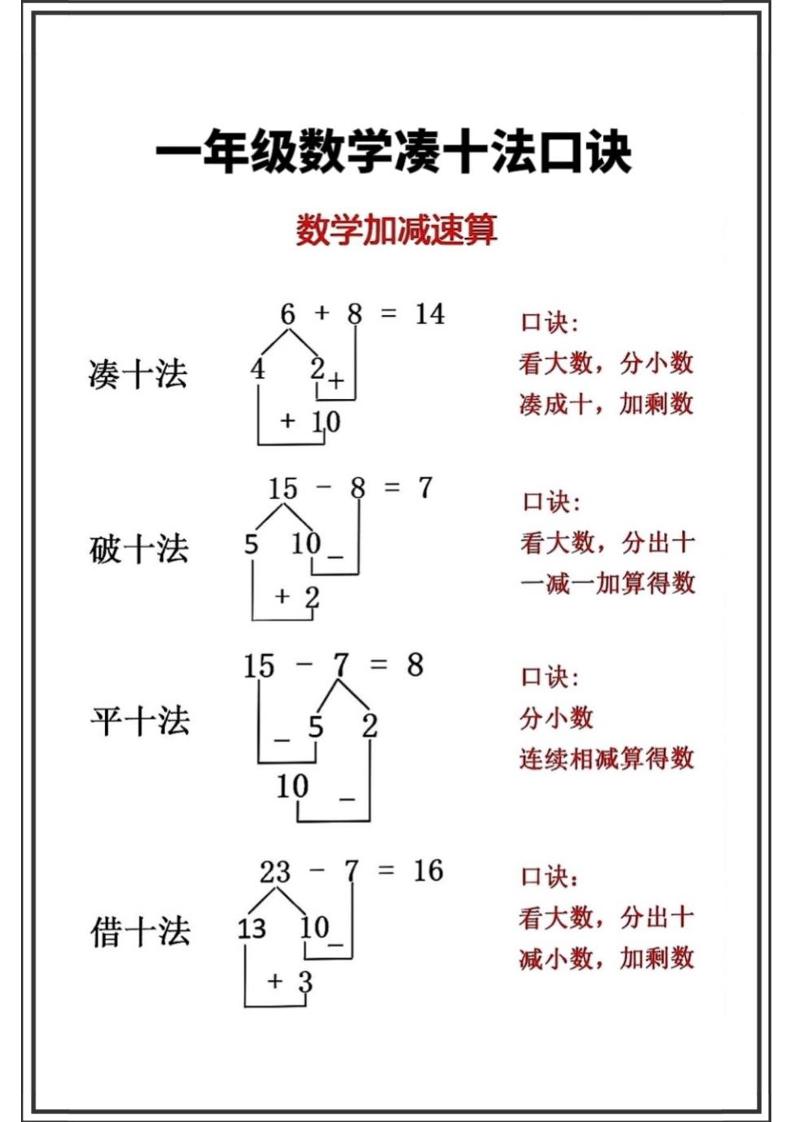 一年级上数学凑十法