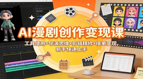 AI漫剧创作变现课:工具使用+导演思维+剪辑精修+接单变现,新手快速上手