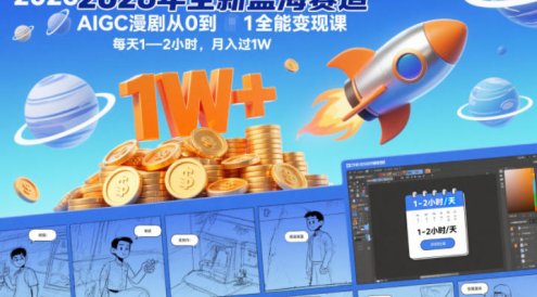 2026年全新蓝海赛道AIGC漫剧从0到1全能变现课,每天1—2小时,月入过1W
