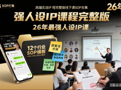 强人设IP课程完整版线下课SOP合集+26年最强人设IP课,真线索获客,强人设成交