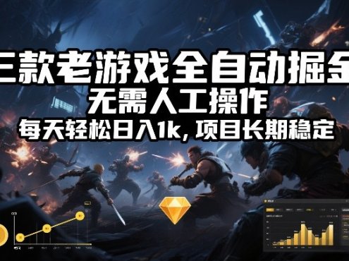三款老游戏全自动掘金，无需人工操作，每天轻松日入1k，项目长期稳定【揭秘】