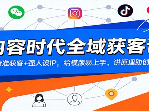 内容时代全域获客课:精准获客+强人设IP,给模版易上手、讲原理助创新