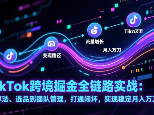 TikTok跨境掘金全链路实战：从算法、选品到团队管理，打通闭环，实现稳定月入万刀