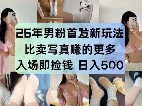 26年男粉首发最新3.0玩法，独此一家，比卖写真賺的更多，入场即捡钱，日入5张【揭秘】