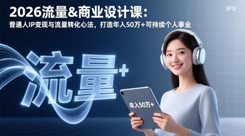 2026流量&商业设计课:普通人IP变现与流量转化心法,打造年入50万+可持续个人事业