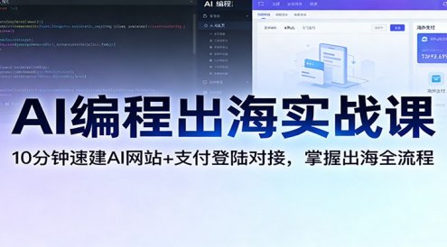 AI编程出海实战课:10分钟速建AI网站+支付登陆对接,掌握出海全流程