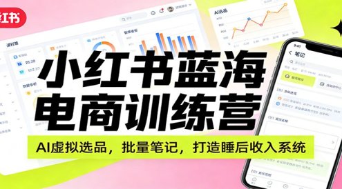 小红书蓝海电商训练营:AI虚拟选品,批量笔记,打造睡后收入系统