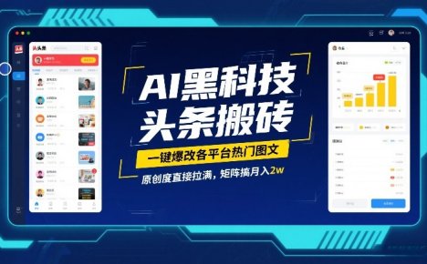 AI黑科技头条搬砖，一键爆改各平台热门图文，原创度直接拉满，矩阵搞月入2W【揭秘】