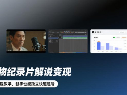 人物纪录片解说变现，全流程教学，新手也能独立快速起号
