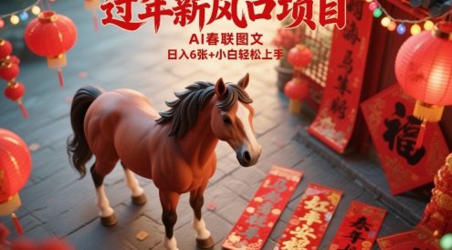 过年新风口项目，用ai春联图文，日入6张+小白轻松上手【揭秘】