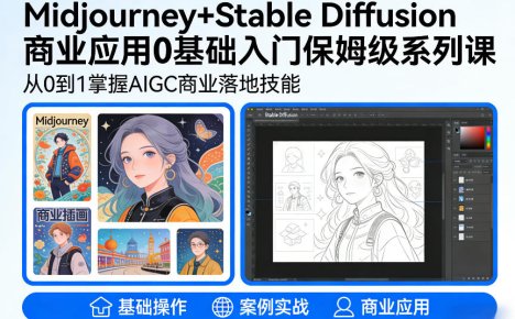 AIGC商业应用Midjourney+Stable Diffusion教程,0基础入门保姆级系列课