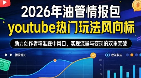 2026年油管情报包，youtube热门玩法风向标，助力创作者精准踩中风口，实现流量与变现的双重突破