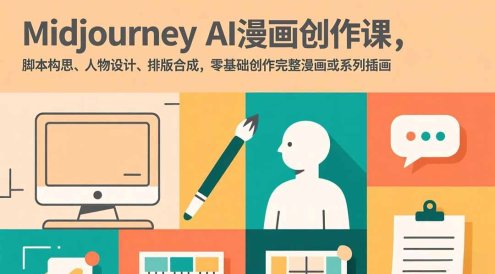 Midjourney AI漫画创作课，脚本构思、人物设计、排版合成，零基础创作完整漫画或系列插画