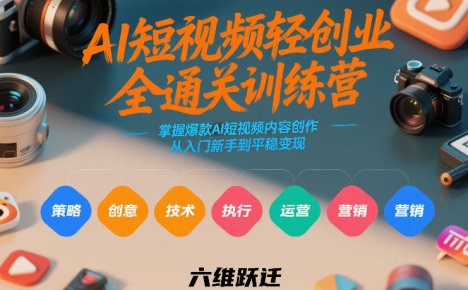 AI短视频轻创业全通关训练营,掌握爆款AI短视频内容创作,从入门新手到平稳变现的六维跃迁