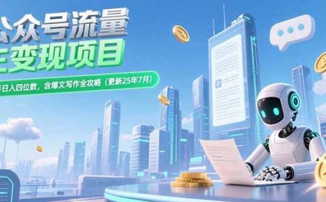 公众号流量主变现项目，新手日入四位数，含爆文写作全攻略(更新25年7月