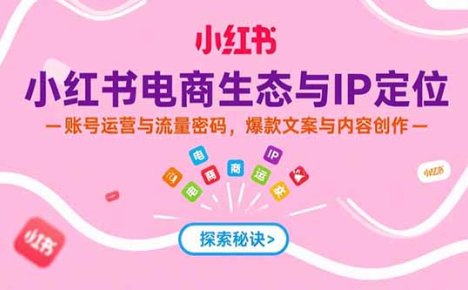 小红书电商生态与IP定位，账号运营与流量密码，爆款文案与内容创作