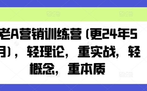 老A营销训练营(更25年1月)，轻理论，重实战，轻概念，重本质