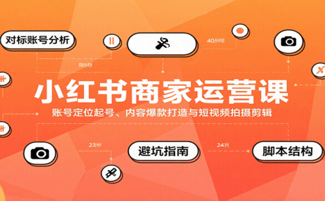 小红书商家运营课，账号定位起号、内容爆款打造与短视频拍摄剪辑