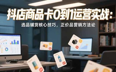抖店商品卡0到1运营实战：选品铺货核心技巧，正价品营销方法论