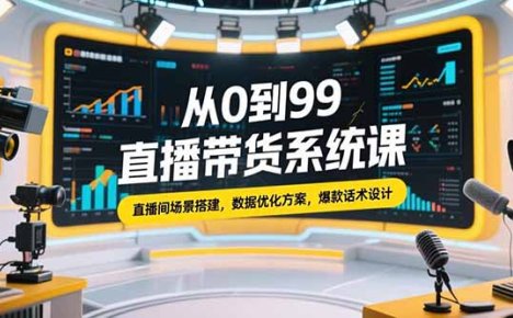 从0到99直播带货系统课,直播间场景搭建,数据优化方案,爆款话术设计