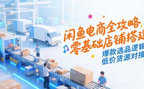 闲鱼电商全攻略,零基础店铺搭建,爆款选品逻辑,低价货源对接