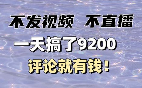 不发作品不直播，评论就有钱，一条最高10块，一天搞了9200