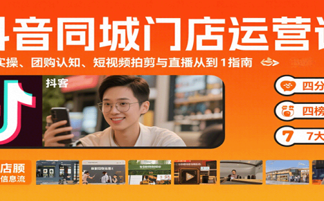 抖音同城门店运营课：来客实操、团购认知、短视频拍剪与直播从0到1指南