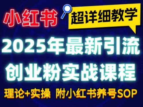 2025年最新小红书引流创业粉实战课程【超详细教学】小白轻松上手，月入1W+，附小红书养号SOP
